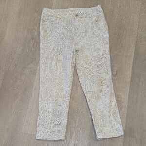 Chico's White and Tan Cropped Pants